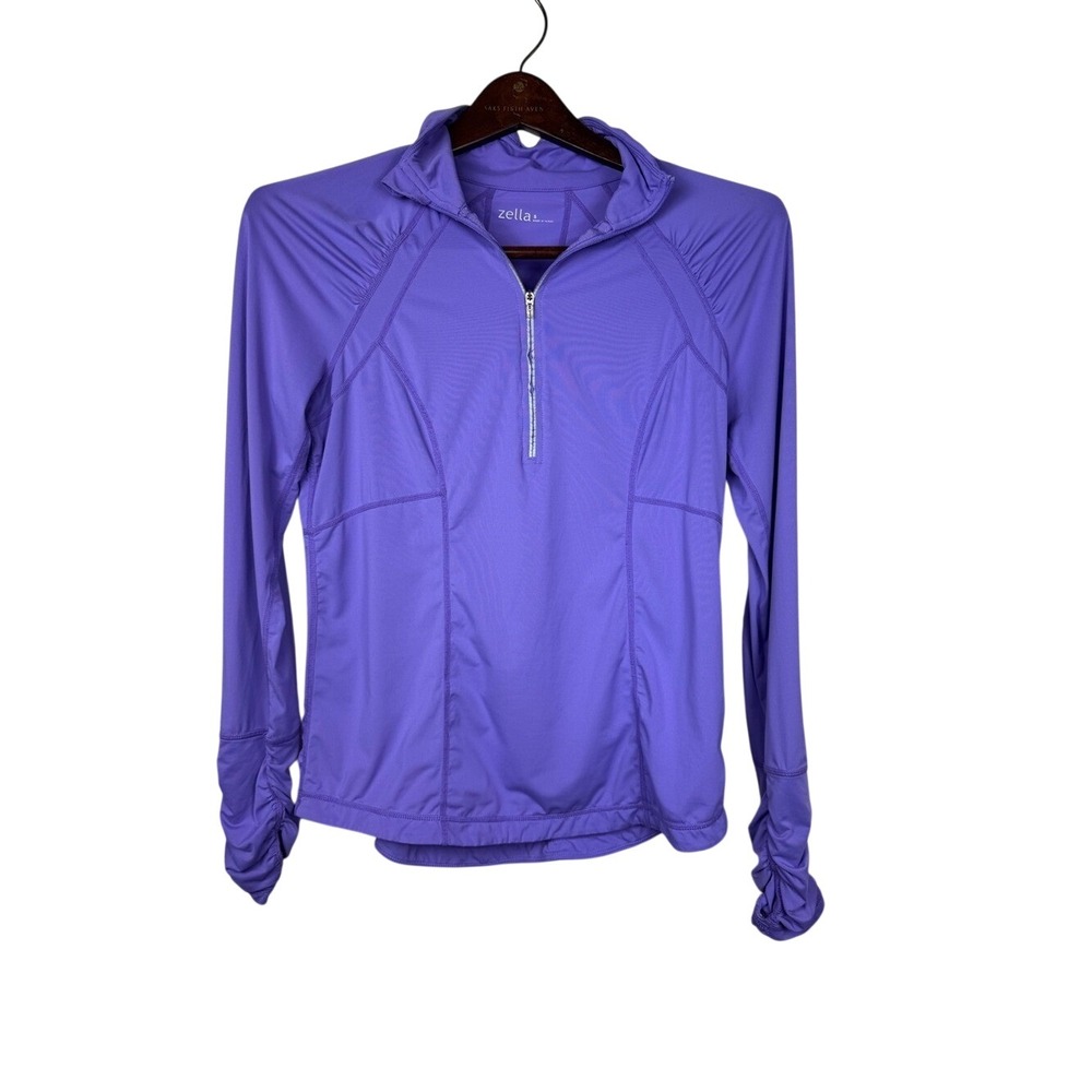 Zella Purple Quarter Zip Athletic Pullover‎ Running Top Reflective lightweight